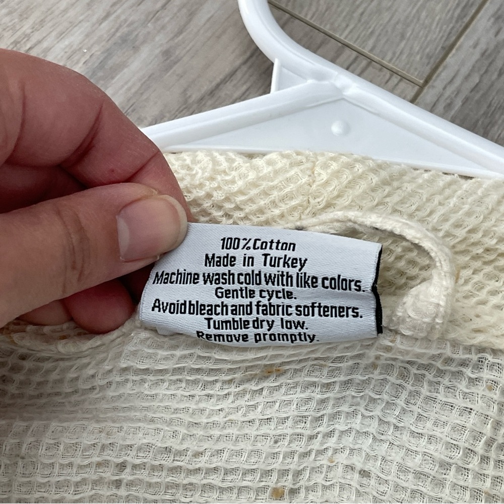 Parachute Knit Robe cotton waffle long unisex Cream (medium) natural loungewear - Picture 8 of 8